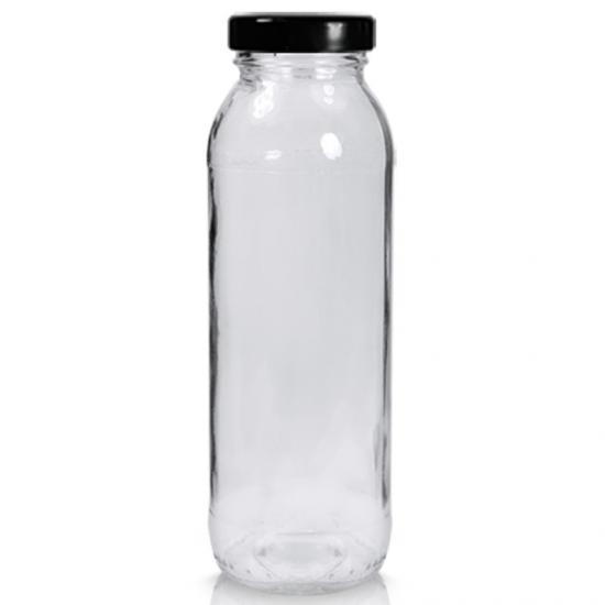 square glass juice bottle
